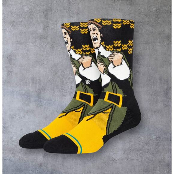 STANCE ELF SMILINGS MY FAVORITE INFIKNIT Christmas CREW SOCKS Mens Large 9-13 - Picture 1 of 6